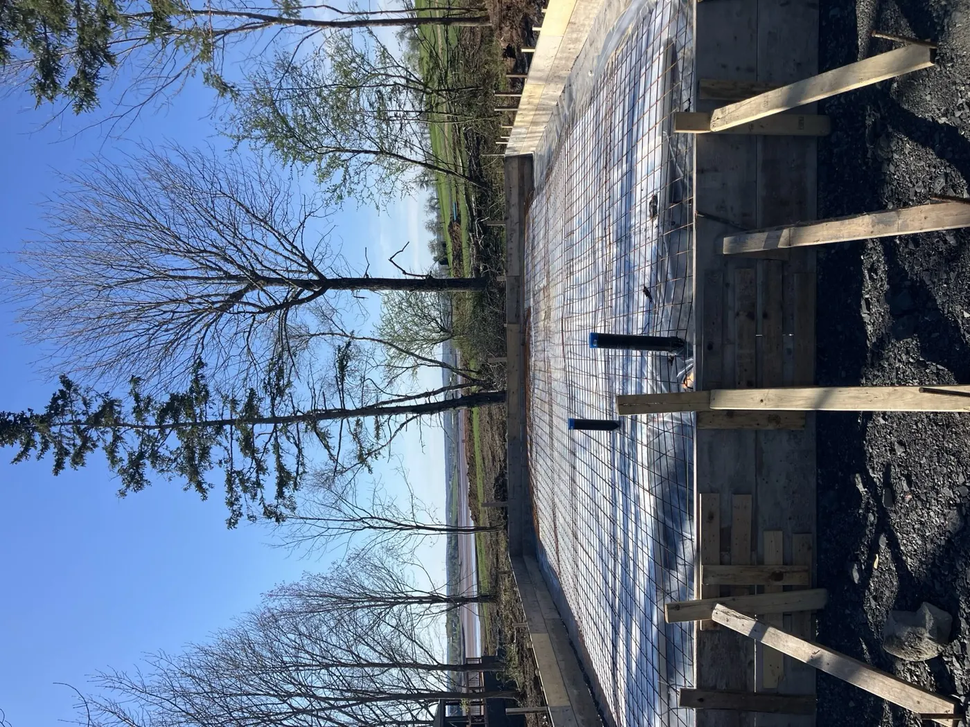 Prepared foundation with reinforcing steel and formwork